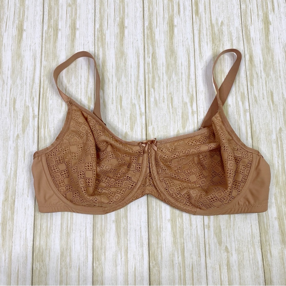 Glamorise Tan Full Figure Tan Lace Comfort Underwire Bra